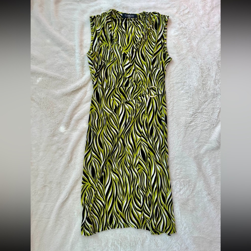 Funky Pattern Green Black and White Dress